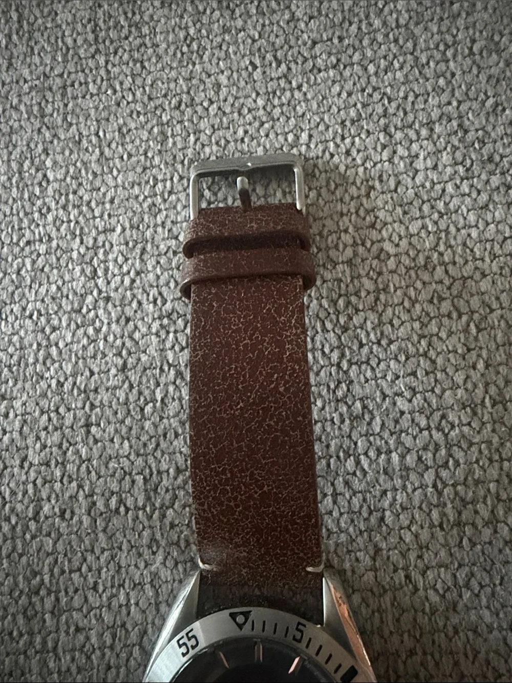 RedShift 7 Black Dial Stainless Watch with Brown Leather Strap